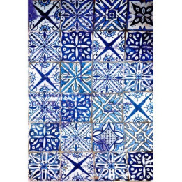 Papel de Arroz Azulejos Azules